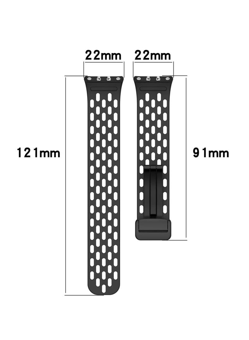 Waldic Soft Silicone Sport Watch Band with Magnetic Buckle Fits Samsung Galaxy Fit 3 | Compatible for Samsung Galaxy Fit 3 Watch Band | Silicone Magnetic Breathable Quick Release Watch Strap Accessories for Samsung Galaxy Fit 3 - Black - Image 3
