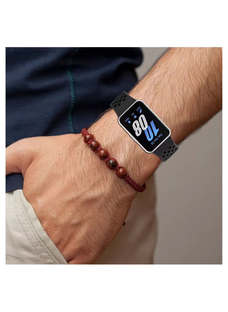 Waldic Soft Silicone Sport Watch Band with Magnetic Buckle Fits Samsung Galaxy Fit 3 | Compatible for Samsung Galaxy Fit 3 Watch Band | Silicone Magnetic Breathable Quick Release Watch Strap Accessories for Samsung Galaxy Fit 3 - Black - Image 4