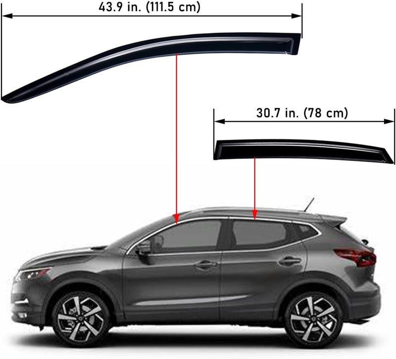 Lightronic WV94902 Tape-on Side Window Visor Deflector Rain Guard, Dark Smoke, 4 PCS Set for 2021-2022 Nissan Rogue - Image 3