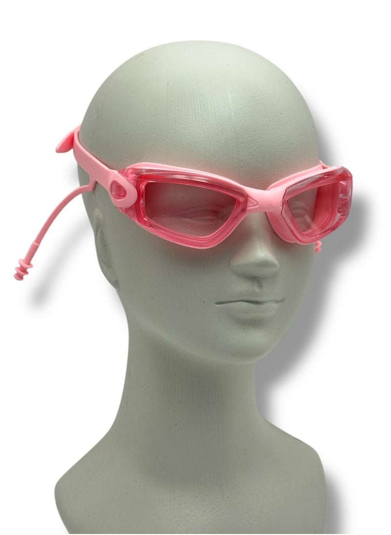 QSHOP ® Swimming Goggles with Back Closure for Expandable Fit + Comfortable Earplugs - Anti-fog and Water-Resistant Swimming Goggles for Kids and Adults for Workouts and Water Trips  - Image 1
