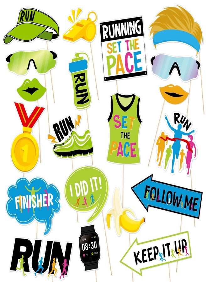 FOZEE Running Photo Booth Props, Marathon Party Photo Booth Props, Marathon Party Decorations, Running Day Party Decor, Cross Country Party Decor, 20Pcs - Image 1