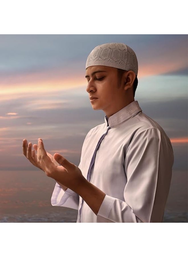 Muslim prayer cap made of Turkish cotton – designed for Islamic prayers and occasions, fits the shape of the head, one size fits all. - Image 4