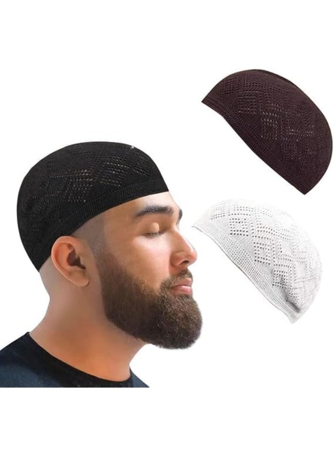 Muslim prayer cap made of Turkish cotton – designed for Islamic prayers and occasions, fits the shape of the head, one size fits all. - Image 3