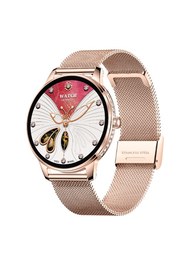 G-TAB GLR4 Women’s Smart watch AMOLED Screen Bluetooth Calling smartwatches NFC Fitness Tracker Health Monitoring Notification Alerts Waterproof Ladies Smart Watch Smartwatch for Girls-Rose Gold - Image 2