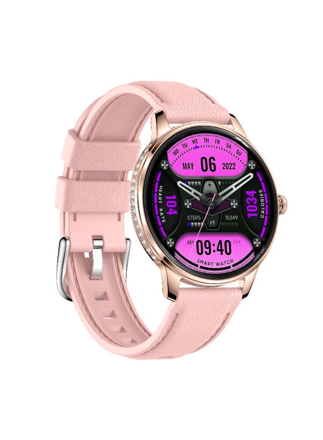 G-TAB GLR4 Women’s Smart watch AMOLED Screen Bluetooth Calling smartwatches NFC Fitness Tracker Health Monitoring Notification Alerts Waterproof Ladies Smart Watch Smartwatch for Girls-Rose Gold - Image 1