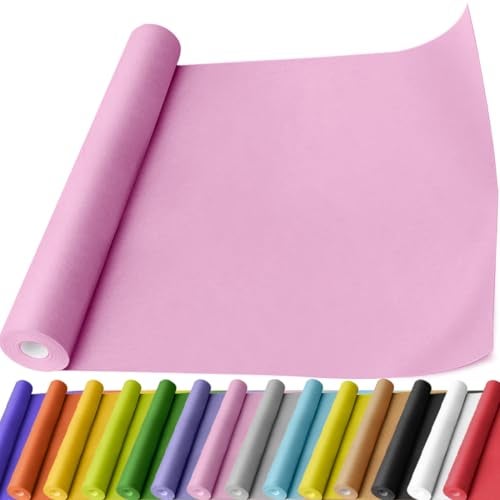 PH PERKHOMY PerkHomy Light Pink Kraft Paper Roll 17.5" x 760" (63') for Gift Wrapping Bouquet Flower Art Painting Craft Writing Packaging Shipping 80GSM 55LB (Light Pink, 17.5" x 63') - Image 1