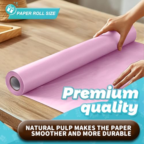 PH PERKHOMY PerkHomy Light Pink Kraft Paper Roll 17.5" x 760" (63') for Gift Wrapping Bouquet Flower Art Painting Craft Writing Packaging Shipping 80GSM 55LB (Light Pink, 17.5" x 63') - Image 3