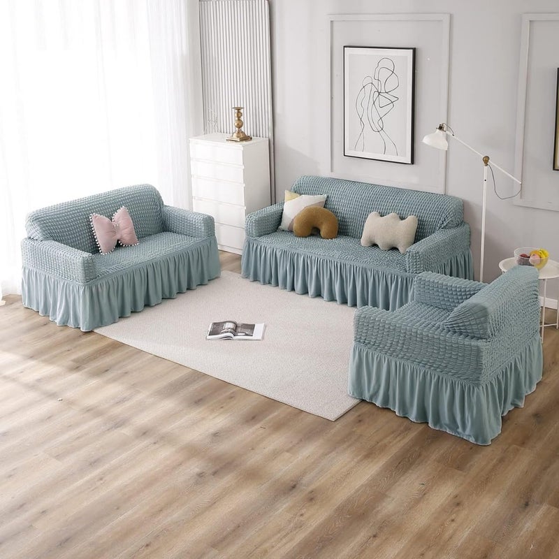 Furshine Universal One Seater Sofa Cover Big Elasticity, Protective, Flexible Stretch, Spandex & Polyester Sofa Slipcover for Couch Protector Stretchable (One Seater, 90-145cm, Bubble Grey) - Image 4