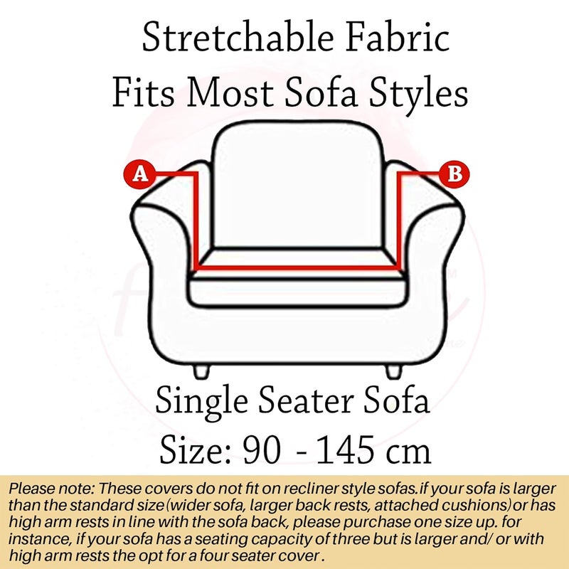 Furshine Universal One Seater Sofa Cover Big Elasticity, Protective, Flexible Stretch, Spandex & Polyester Sofa Slipcover for Couch Protector Stretchable (One Seater, 90-145cm, Bubble Grey) - Image 5