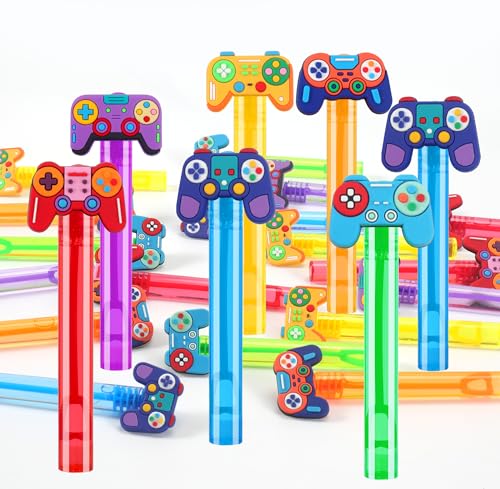 PLOUGVI 24Pcs Video Game Bubble Wands for Kids Party Favors Supplies Decorations Pinata Goodie Bag Stuffers Classroom Prizes Valentines Easter Halloween Christmas Stuffers - Image 1