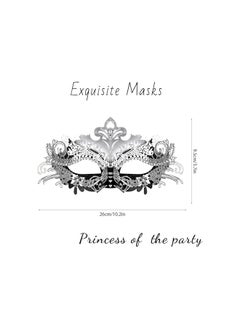 The Bros Masquerade Mask for Women Metal Mask Venetian Party Fit for Costume Party Ball Prom Black+Silver, One Size  - Image 5