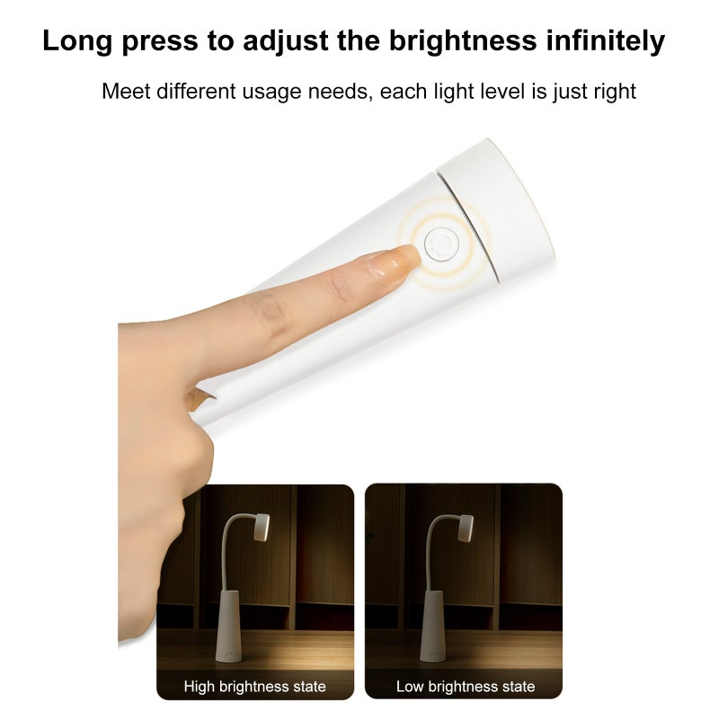 Magnetic Night Light Charging and Plugging Dual-use Student Dormitory Reading Hose Eye-care Desk Lamp Infinitely Dimmable Three Color Temperature - Image 3
