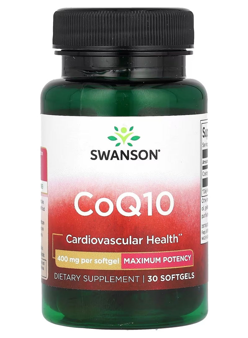 Swanson, CoQ10, Maximum Potency, 400 mg, 30 Softgels