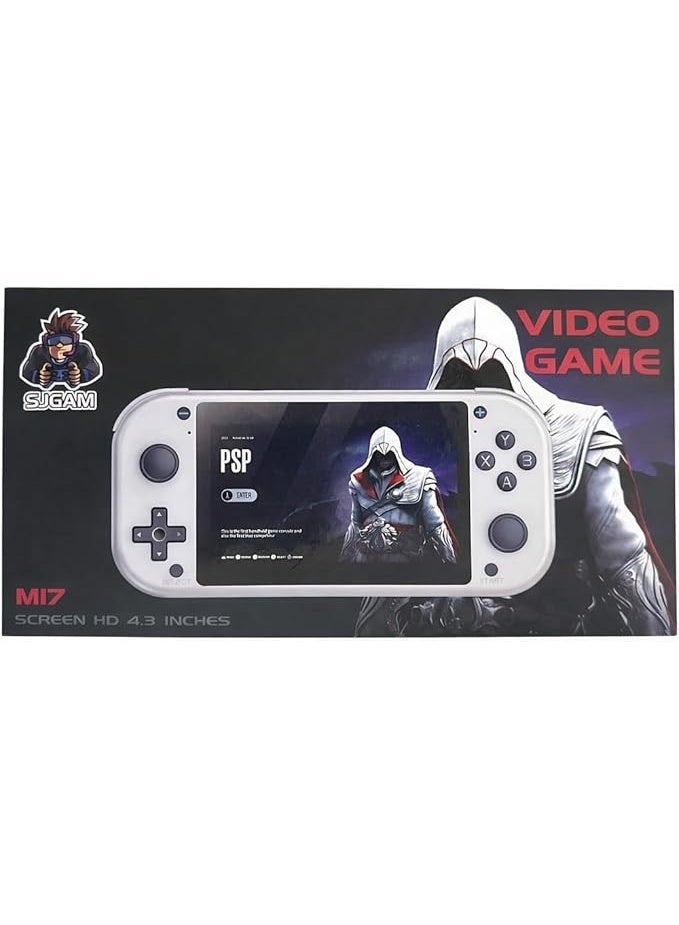 MI7 Handheld Gaming Console 4.3 Inch HD Screen Retro Game Player with PSP/PS1/N64 Emulator, 4000mAh Rechargeable Battery – White - Image 1