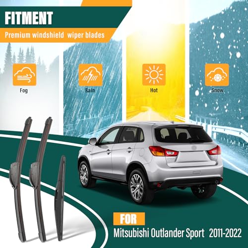 KVQ Windshield Wiper Blades Replacement for Mitsubishi Outlander Sport 2011-2022,Original Equipment Replacement Front Rear Wiper Blade Set - 24" 21" 10" (Set of 3) - Image 2