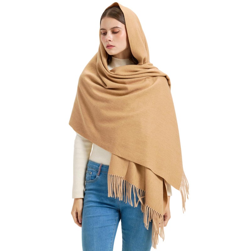 Nonakgado camel pashmina scarf-winter super soft wool pashmina shawls and wraps for evening dresses(Camel) - Image 5