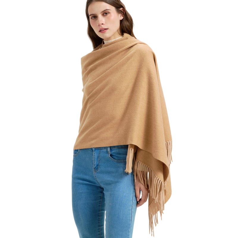 Nonakgado camel pashmina scarf-winter super soft wool pashmina shawls and wraps for evening dresses(Camel) - Image 1