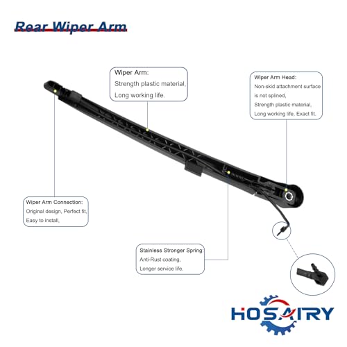 HOSAIRY Rear Wiper Arm Blade Set for Chevy Tahoe Suburban, for Cadillac Escalade, for GMC Yukon 2007-2013 Rear Windshield Wiper Arm Blade Assembly 15277756 - Image 3