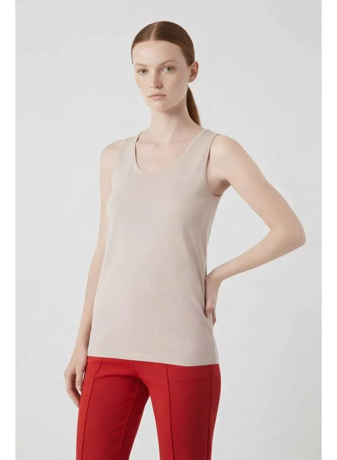 Mısırlı 1951 Camel Thick-Strap Knit Women's Tank Top.