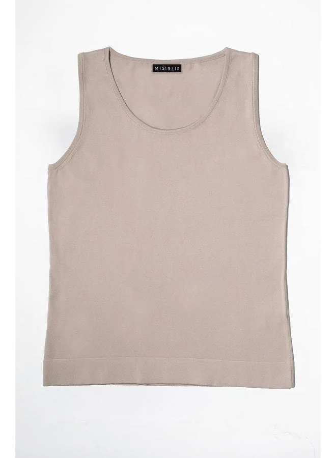 Mısırlı 1951 Camel Thick-Strap Knit Women's Tank Top.