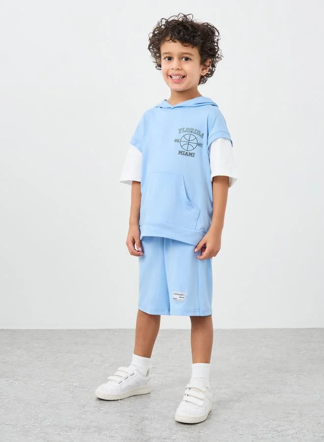 ستايلي Styli Hooded Oversized T-Shirt and Shorts Set