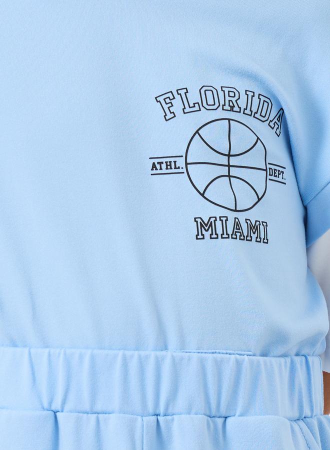 ستايلي طقم تي شيرت وشورت واسع بغطاء رأس - Image 5