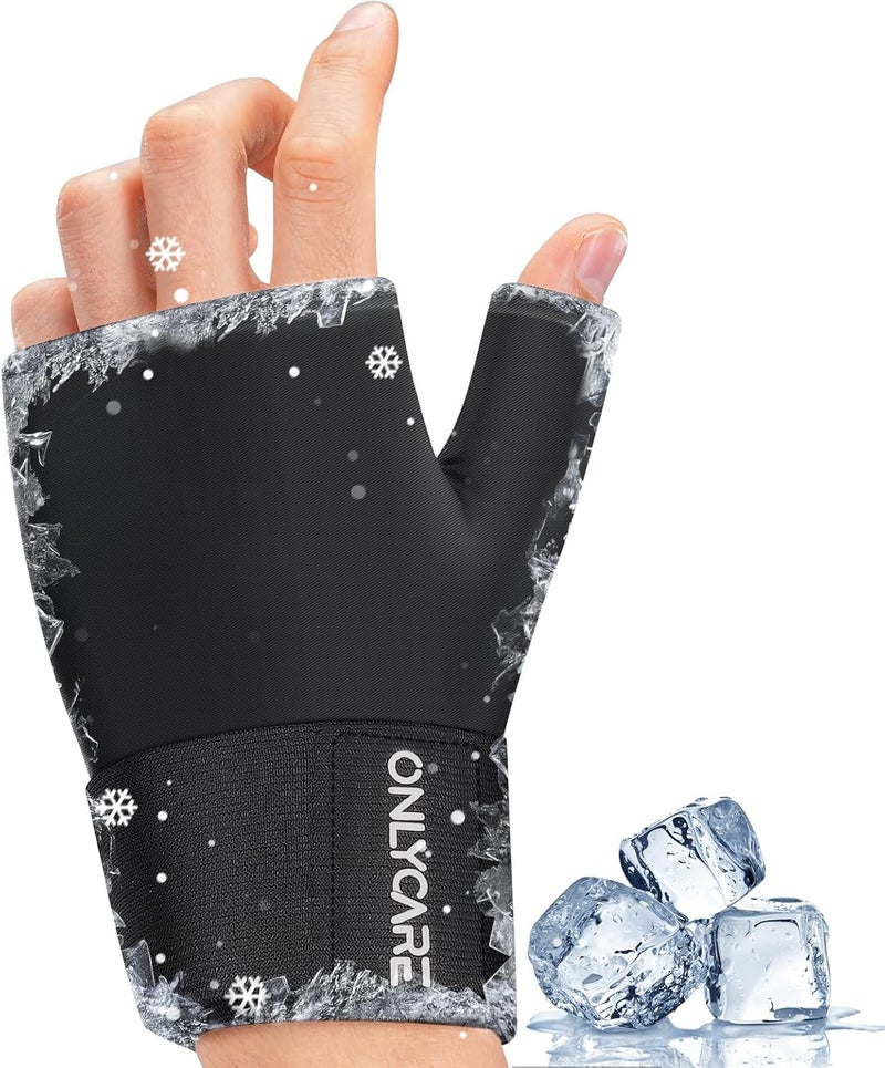 ONLYCARE Wrist Ice Pack Wrap, Soft Gel Ice Pack for Hot & Cold Hand Therapy, Thumb Freeze Sleeve for Hand Injuries, Achilles Tendonitis, Tenosynovitis, Surgery