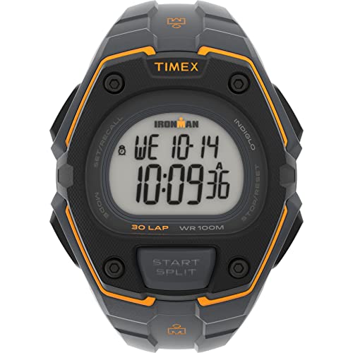 Timex Men's Ironman Triathlon Classic 30 Oversized 45mm Watch – Gray & Orange Case Positive Display with Gray Resin Strap - Image 1