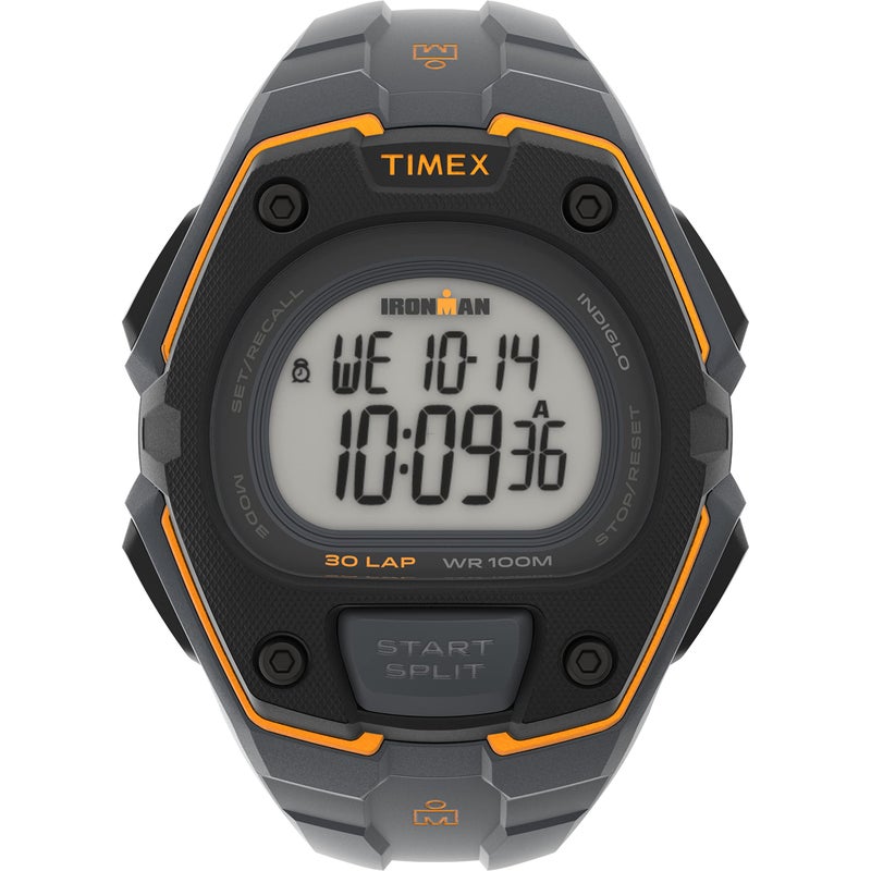 Timex Men's Ironman Triathlon Classic 30 Oversized 45mm Watch – Gray & Orange Case Positive Display with Gray Resin Strap - Image 5