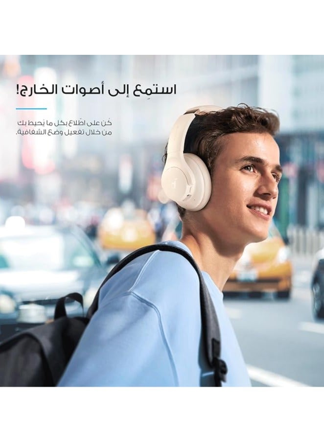 Soundcore By Anker Q20i Hybrid Active Noise Cancelling Headphones, Wireless Over-Ear Bluetooth, 40H Long ANC Playtime, Hi-Res Audio, Big Bass, Customize Via An App, Transparency Mode, Ideal For Travel White White - Image 3