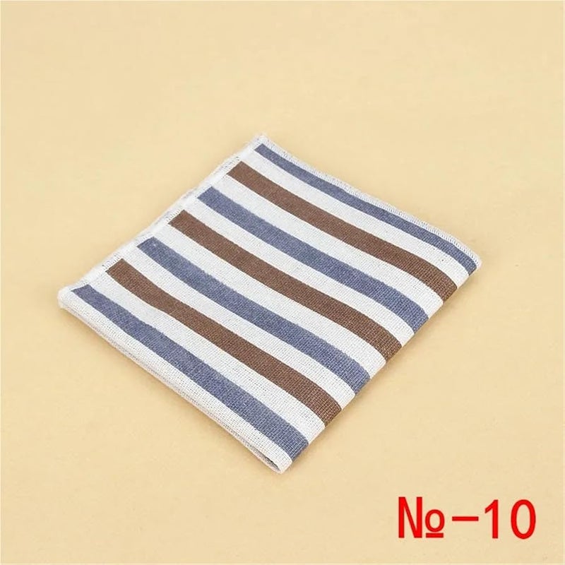 Color8 Mens Vintage Pocket Square Set 10PCS Striped Handkerchief For Suits - Image 5