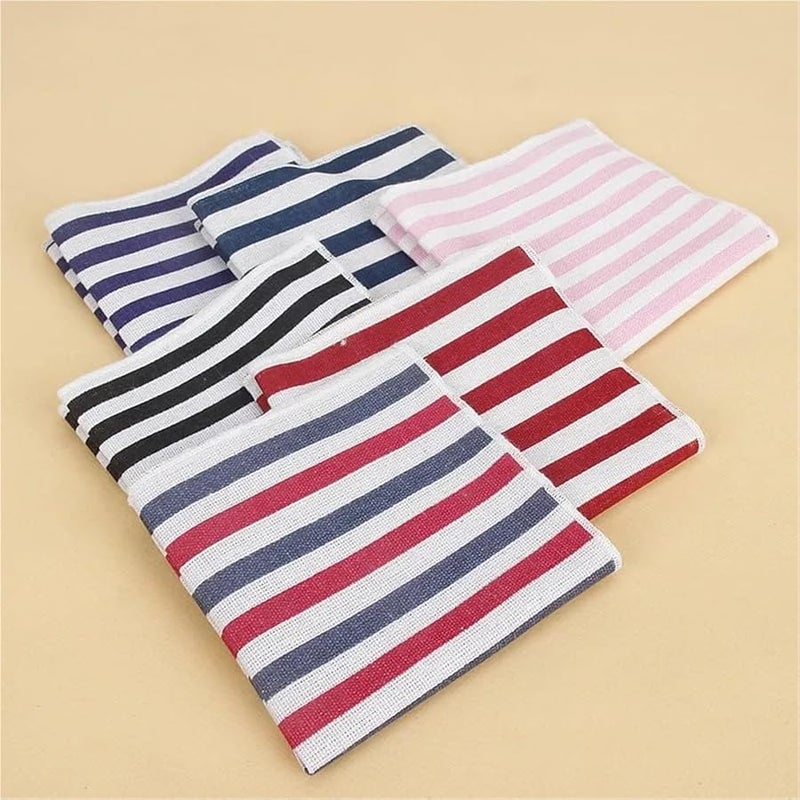 Color8 Mens Vintage Pocket Square Set 10PCS Striped Handkerchief For Suits - Image 3