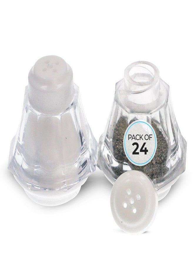 Crafts Central Plastic Mini Salt and Pepper Shakers For Party’s, Restaurants and Wedding’s - 24 Pcs (White) - Image 1