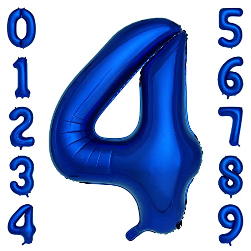 cocodino Navy Blue Number 4 Balloons 40 Inch Large Dark Blue Helium Foil Balloons for Birthday Party 2024 Graduation Decorations Anniversary Celebrations Number 4 - Image 1