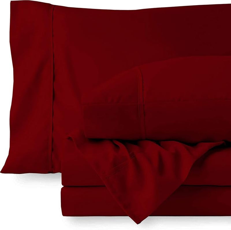 BALAJI EXPORT Bed Sheet Set 6 Piece 1 Flat Sheet 1 Elastic Fitted Sheet with 6 Deep Pocket and 4 Pillow Cover 100 Egyptian Cotton 600 Thread Count Exquisitely Hotel QualityBurgundy SolidKing Size - Image 1