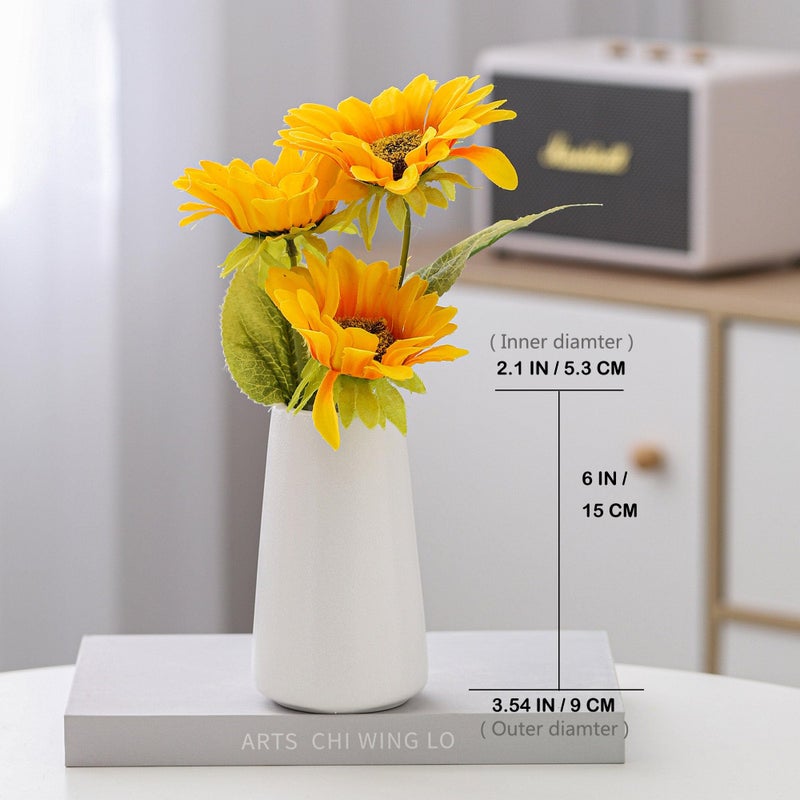 HUBUISH Bright White Vase - 6â€œ White Ceramic Flower vase, Boho Vases for Pampas Grass, Minimalist Modern vases for Home Decor, Table Shelf Living Room Farmhouse Decor - Image 5