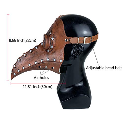 Stegosaurus Plague Doctor Bird Mask Long Nose Beak Cosplay Steampunk Halloween Costume Props Latex Material - Image 2