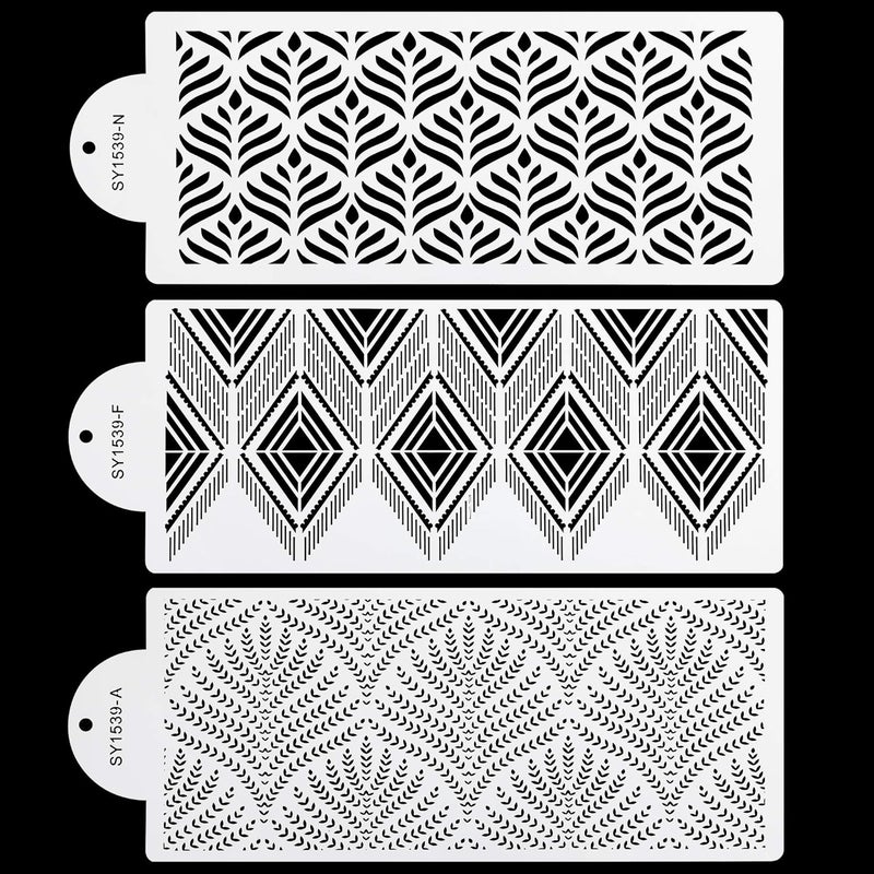 FVVMEED 3 Pieces Cake Decorating Templates Powdered Sugar Sieve Template Set Wedding Cake Decorative Flower Edge Molding Baking Tool,Cake Lace Decoration Stencils Food Grade Plastic Stencils Molds - Image 1