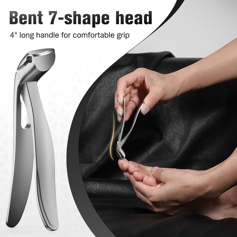 FERYES Angled Head Long Handled Toenail Clipper for Seniors - Large Wide Jaw Nail Clipper with Catcher for Thick Nails - Easier Trimming, Ergonomic Design Foldable - Image 5