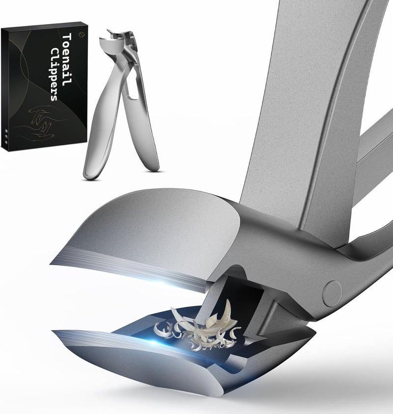 FERYES Angled Head Long Handled Toenail Clipper for Seniors - Large Wide Jaw Nail Clipper with Catcher for Thick Nails - Easier Trimming, Ergonomic Design Foldable - Image 1