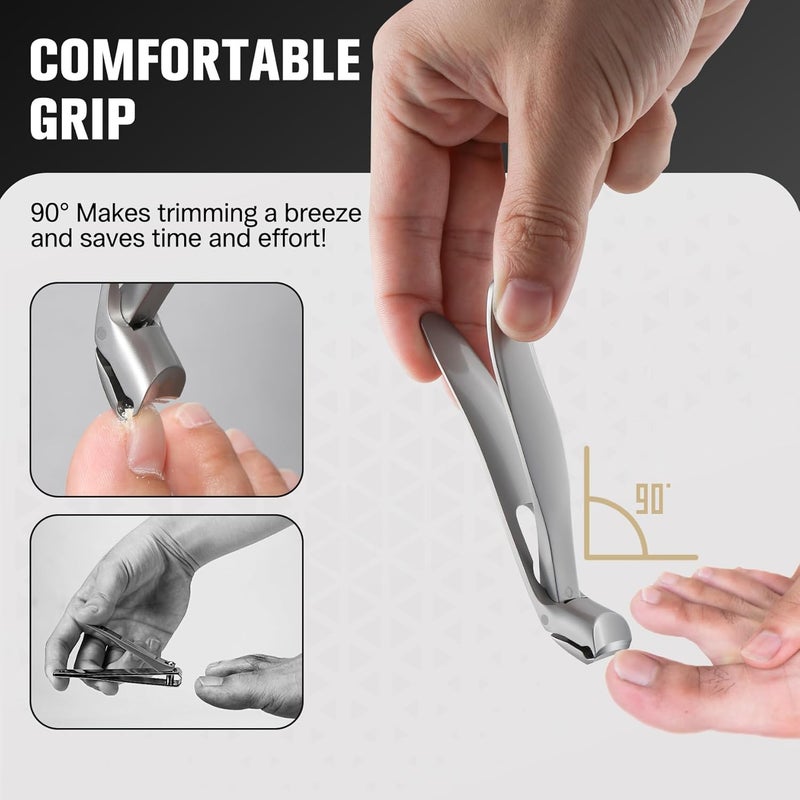 FERYES Angled Head Long Handled Toenail Clipper for Seniors - Large Wide Jaw Nail Clipper with Catcher for Thick Nails - Easier Trimming, Ergonomic Design Foldable - Image 2