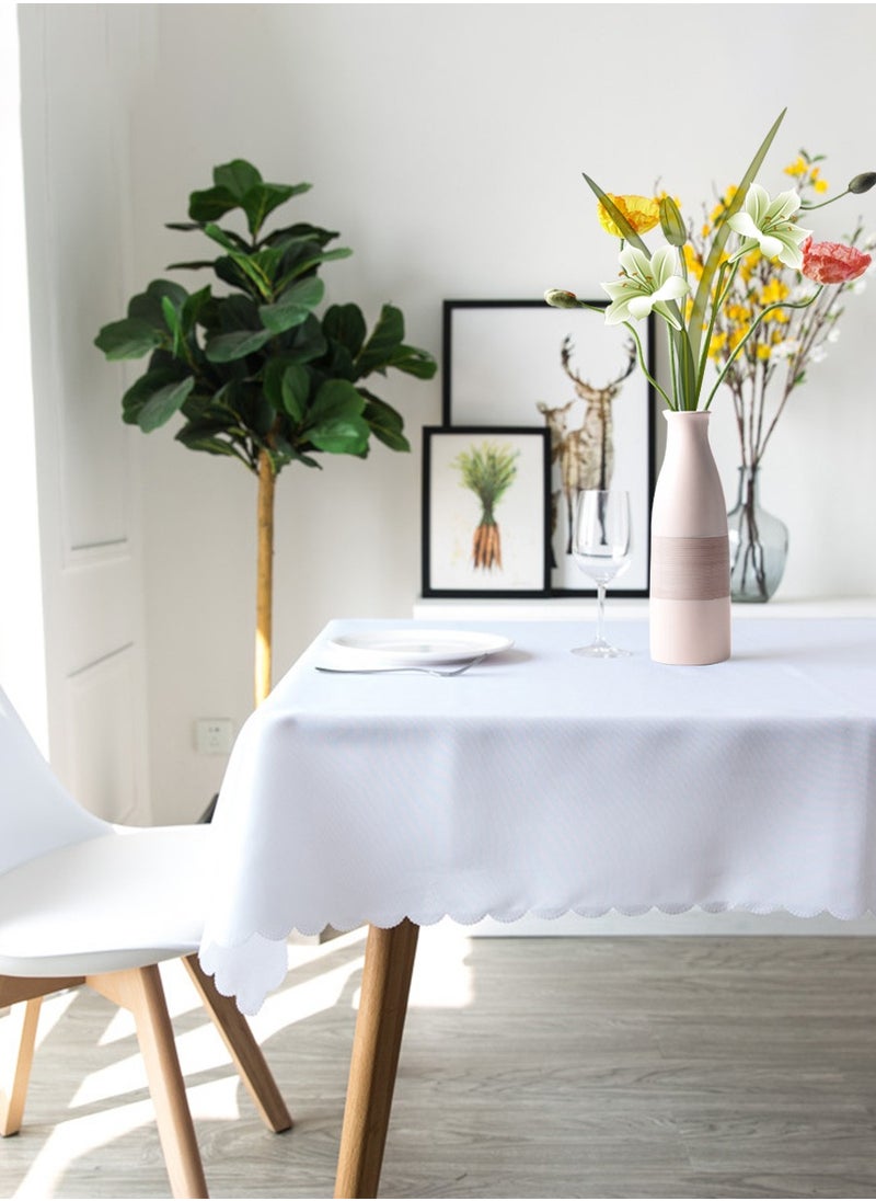 MileMelo Rectangle Table Cloth – Washable Water Resistance Microfiber Tablecloth Decorative Table Cover for Banquet Party Kitchen Dining Room White  - Image 1