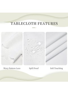MileMelo Rectangle Table Cloth – Washable Water Resistance Microfiber Tablecloth Decorative Table Cover for Banquet Party Kitchen Dining Room White  - Image 3