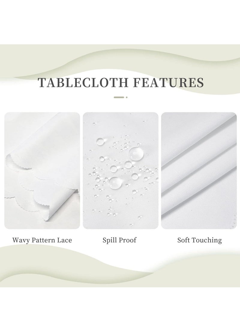 MileMelo Rectangle Table Cloth – Washable Water Resistance Microfiber Tablecloth Decorative Table Cover for Banquet Party Kitchen Dining Room White  - Image 3