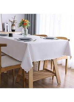 MileMelo Rectangle Table Cloth – Washable Water Resistance Microfiber Tablecloth Decorative Table Cover for Banquet Party Kitchen Dining Room White  - Image 2