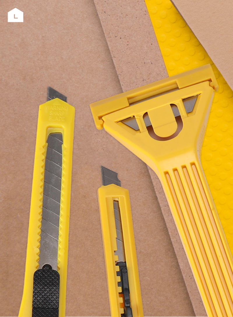 لوازم طقم مشرط - 8 قطع - سكاكين متعددة الاستخدام وكاشطات بشفرات متنوعة، مقبض مريح – مثالي للكرتون والبلاستيك والملصقات والأعمال اليدوية والمكتبية - Image 5