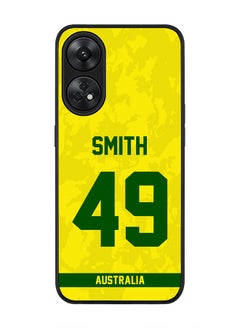 Rugged Black Edge Case for Reno 8T 4G, Slim fit Soft Case Flexible Rubber Edges Thin Cover - Player Name - Steve Smith, Jersey Number- 49