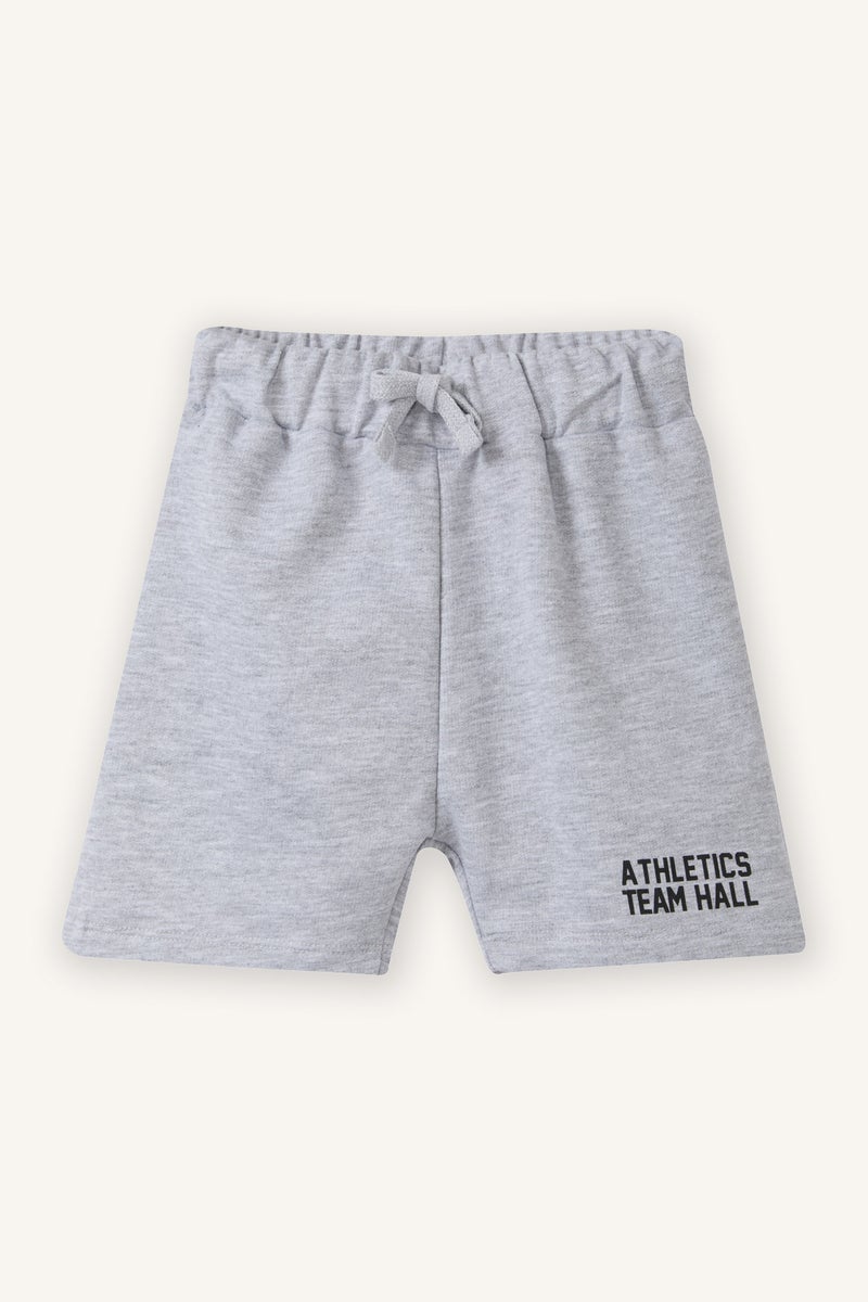 ديفاكتو شورت بيبي اولادي بطبعة شعار قماش خفيف قصة عادية - Image 1