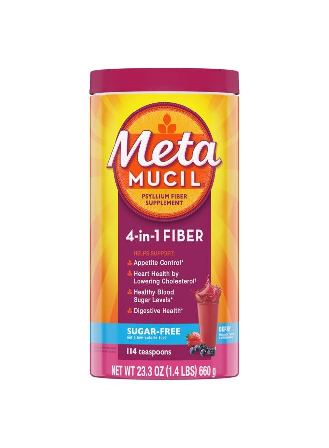 Metamucil ألياف متعددة الصحة من ميتا، نكهة التوت بدون سكر 114 ملعقة صغيرة 23.3 أونصة - Image 1