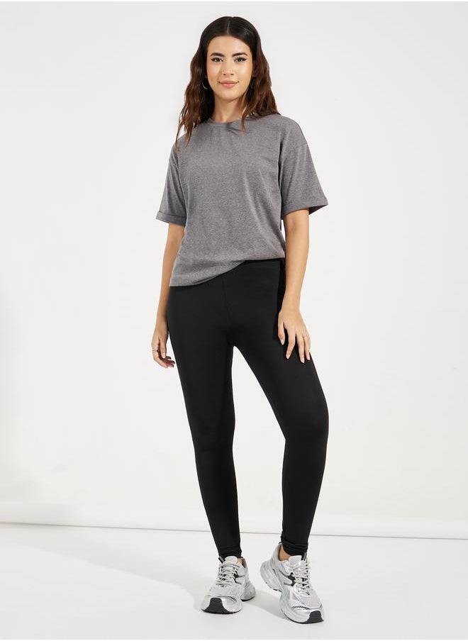 Take Two Solid Elastic Waistband Leggings  - Image 1